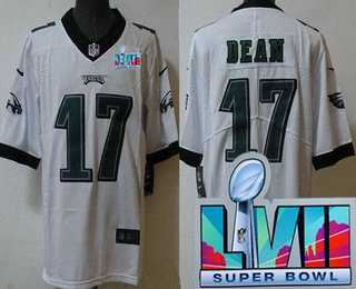 Men & Women & Youth Philadelphia Eagles #17 Nakobe Dean Limited White Super Bowl LVII Vapor Jersey